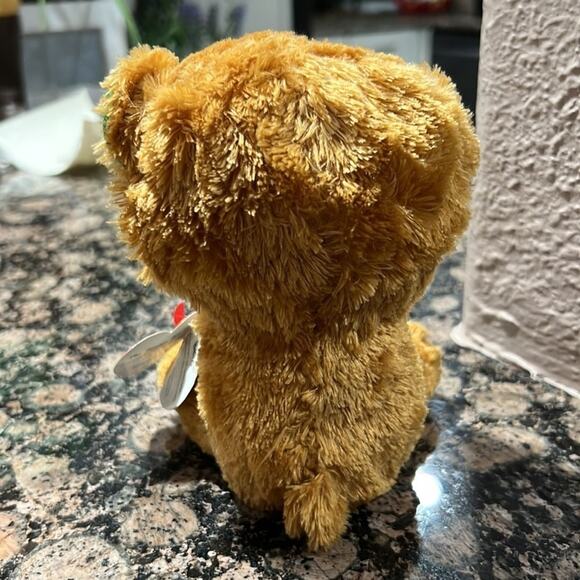 TY Silk Beanie Boos Retired Holiday Bella 2017 Plush Brown Bear Candy Can NWT - Picture 7 of 8